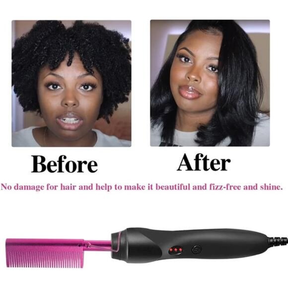 Hot Comb Hair Straightener for Natural Black Hair and Lace Front Wigs -